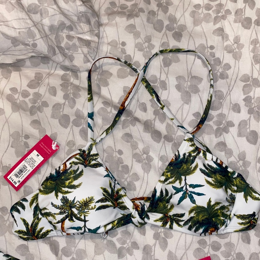 Palm tree print bikini top